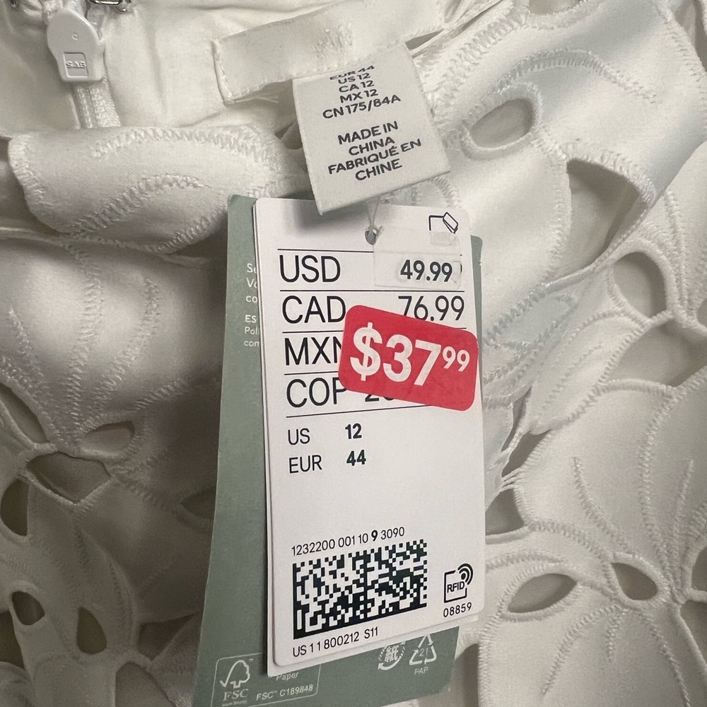 H&M White Floral Cutout Midi Skirt - Picture 3 of 3